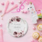 バーガンディーブラッシュピンクローズフラルブライダルシャワー ペーパープレート (パーティー)