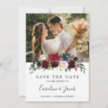 バーガンディーブラッシュピンク ネイビーブルー 花の結婚式
