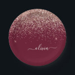 バーガンディーブラッシュピンク ローズゴールド グリッター モノグラム ペーパープレート<br><div class="desc">ローズゴールド - ブラッシュピンクとバーガンディーのスパークルグリッター モノグラム ネーム パーティプレート。豪華で洗練されたスタイルを愛する人への、スイート16の誕生日、結婚式、ブライズシャワー、結婚記念日、ベビーシャワー、またはバチェロレッテパーティーのギフトに最適。</div>