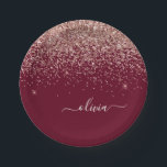 バーガンディーブラッシュピンク ローズゴールド グリッター モノグラム ペーパープレート<br><div class="desc">ローズゴールド - ブラッシュピンクとバーガンディーのスパークルグリッター モノグラム ネーム パーティプレート。豪華で洗練されたスタイルを愛する人への、スイート16の誕生日、結婚式、ブライズシャワー、結婚記念日、ベビーシャワー、またはバチェロレッテパーティーのギフトに最適。</div>