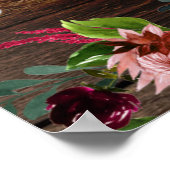 バーガンディーブラッシュピンク 54x40" ウェディングウェルカムサイン ポスター (角)