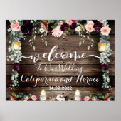 バーガンディーブラッシュピンク 54x40" ウェディングウェルカムサイン ポスター (正面)