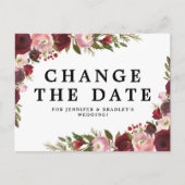 バーガンディーブラッシュフラワーチェンジデート 案内ポストカード (正面)