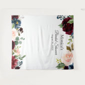 バーガンディーブラッシュブルー花嫁のシャワー背景 タペストリー (正面(横))