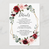 バーガンディーブラッシュモダン幾何学ウェディング詳細 エンクロージャーカード (正面)