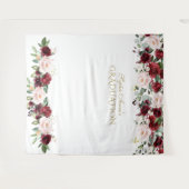 バーガンディーブラッシュ卒業写真ブース背景 タペストリー (正面(横))