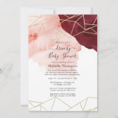 バーガンディーブラッシュ幾何学ドライブバイシャワー 招待状 (正面)