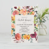 バーガンディーブラッシュ秋の花のエレガントなブライダルシャワー 招待状 (スタンド正面)