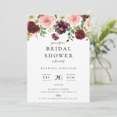 バーガンディーブラッシュ秋の花モダンウェディングシャワー 招待状 (スタンド正面)