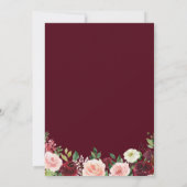 バーガンディーブラッシュ秋の花モダンウェディングシャワー 招待状 (裏面)