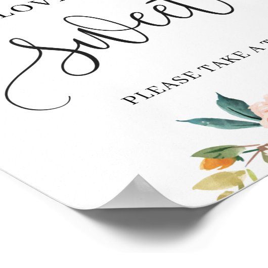 バーガンディーブラッシュ オレンジ 花の愛は甘いサイン ポスター (角)