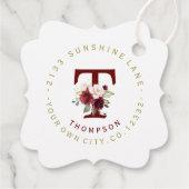 バーガンディーブラッシュ フラワラー サーキュラー アドレス ラベル (裏面)