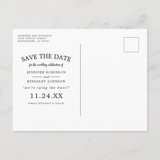 バーガンディーブラッシュ フラワーフォト セーブ・ザ・デート 案内ポストカード (裏面)