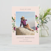 バーガンディーブラッシュ フラワーフォト 卒業パーティー 招待状 (スタンド正面)