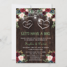 バーガンディーブラッシュ フラワーライト ウッド 私も BBQ 招待状