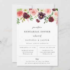 バーガンディーブラッシュ フラワーリハーサルディナー招待状 案内状