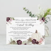 バーガンディーブラッシュ フローラル パンプキン バーチャルウェディング 招待状 (スタンド正面)