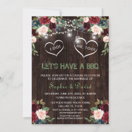 バーガンディーブラッシュ フローラル ライト ウッド I DO BBQ 招待状