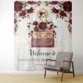バーガンディーブルッシュの花のブライダルシャワーの歓迎 タペストリー (インサイチュ)