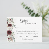 バーガンディーブルッシュの花の結婚式出欠カード 出欠カード (スタンド正面)