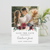 バーガンディーブルッシュピンク ネイビーブルー 花の結婚式 セーブザデート (スタンド正面)