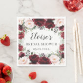 バーガンディーブルッシュ フラワーのウェディング ブライダル ベビーシャワー スタンダードランチョンナプキン (インサイチュ)