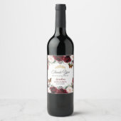 バーガンディーブルッシュ フラワーキンセアニエラ バタフライ ゴールド ワインラベル (正面)