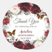 バーガンディーブルッシュ フラワーキンセアニエラ バタフライ ラウンドシール (正面)