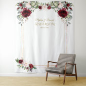 バーガンディーブルッシュ フラワーズ ウェディング フォト プロップ タペストリー (インサイチュ)