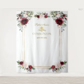 バーガンディーブルッシュ フラワーファースト ホーリー コミュニオン 小道具 タペストリー (正面)