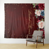 バーガンディーブルッシュ フラワーブライダルシャワー フォトバックドロップ タペストリー (インサイチュ(横))