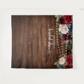 バーガンディーブルッシュ フラワーブライダルシャワー フォトバックドロップ タペストリー (正面(横))