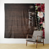 バーガンディーブルッシュ フラワーブライダルシャワー フォトバックドロップ タペストリー (インサイチュ(横))