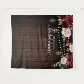 バーガンディーブルッシュ フラワーブライダルシャワー フォトバックドロップ タペストリー (正面(横))