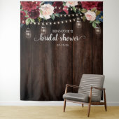 バーガンディーブルッシュ フラワーブライダルシャワー フォトバックドロップ タペストリー (インサイチュ)
