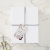 バーガンディープラムとブッシュ フローラル ジオメトリック ウェディング ギフトタグ (より糸付き)