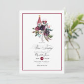 バーガンディープラムレッドワインをテーマにした花嫁の最後の夜の派 招待状 (スタンド正面)