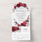 バーガンディーベリーピンクマルサラ結婚の詳細RSVP オールインワン招待状 (内側)