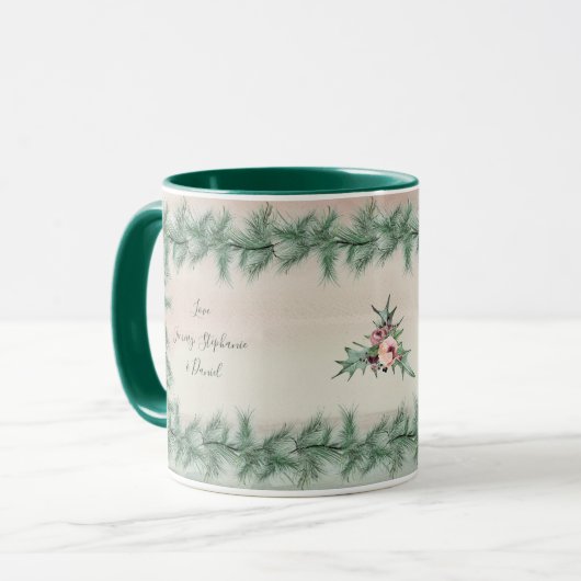 バーガンディーベリーホリーパインクリスマス マグカップ (正面左)