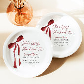 バーガンディーボウ シーズ タイング ザ ノット ブライズシャワー ペーパープレート