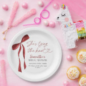 バーガンディーボウ 彼女は結婚する ブライダルシャワー ペーパープレート (パーティー)