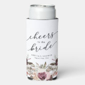 バーガンディーボホフラワーブライダルシャワー スリム缶クーラー (Seltzer裏面)