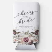 バーガンディーボホフラワーブライダルシャワー スリム缶クーラー (裏面)