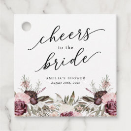 バーガンディーボホフラワーブライダルシャワー フェイバータグ