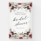 バーガンディーボホフラワーブライダルシャワー 横断幕 (縦)