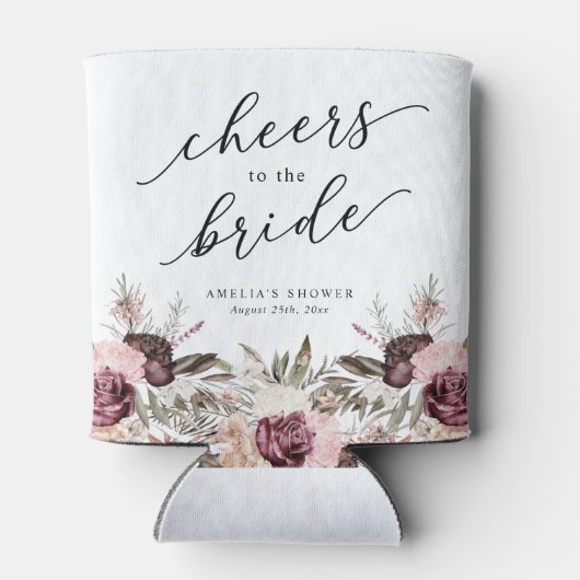 バーガンディーボホフラワーブライダルシャワー 缶クーラー (裏面)