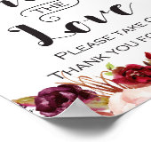 バーガンディーボホフラワープレート - 愛を広げて ポスター (角)