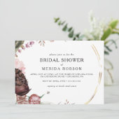 バーガンディーボホフラワーホリゾンタルブライダルシャワー 招待状 (スタンド正面)