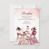 バーガンディーボホーテーブル ウォーターカラーフラワーレセプション 招待状 (正面)