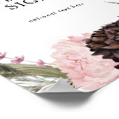 バーガンディーボホーフラワーのカードとギフトのカスタムサイン ポスター (角)